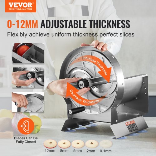 Manual Vegetable Fruit Slicer 005012mm Thickness Adjustable Commercial