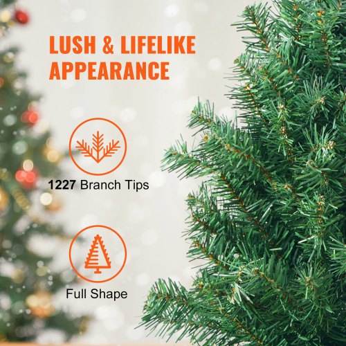 Christmas Tree 6.5ft Prelit Artificial Xmas Tree Full Holiday Decor Tree
