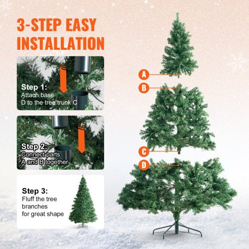 Christmas Tree 6.5ft Prelit Artificial Xmas Tree Full Holiday Decor Tree