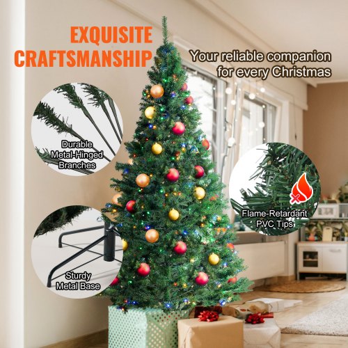 Christmas Tree 6.5ft Prelit Artificial Xmas Tree Full Holiday Decor Tree