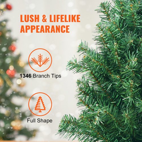 Christmas Tree 7.5ft Prelit Artificial Xmas Tree Full Holiday Decor Tree