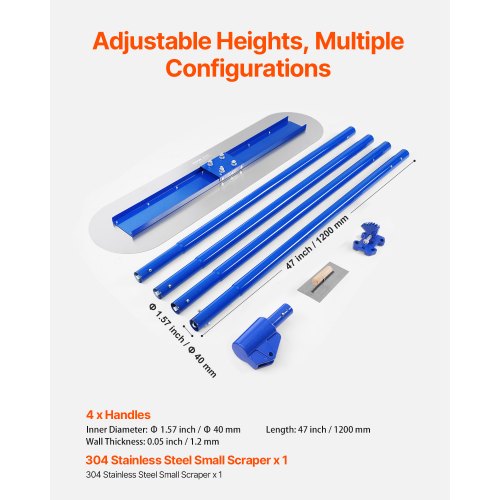 Bull Float Magnesium Concrete Float 4724 x 728 Inch Round End Concrete
