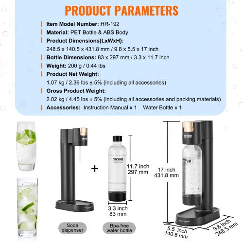 Sparkling Water Maker Soda Maker Machine for Home Carbonating Seltzer
