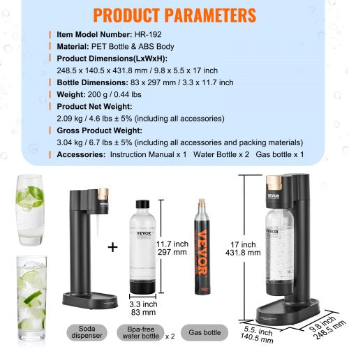 Sparkling Water Maker Soda Maker Machine for Home Carbonating Seltzer