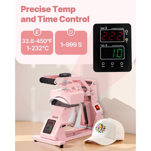 Hat Heat Press Machine with 2pcs Interchangeable Platens Precise