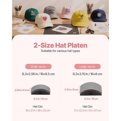 Hat Heat Press Machine with 2pcs Interchangeable Platens Precise