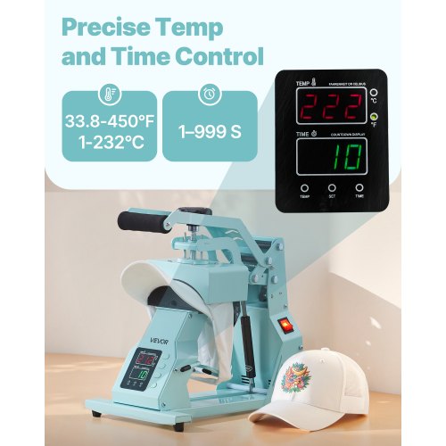Hat Heat Press Machine with 2pcs Interchangeable Platens Precise 1