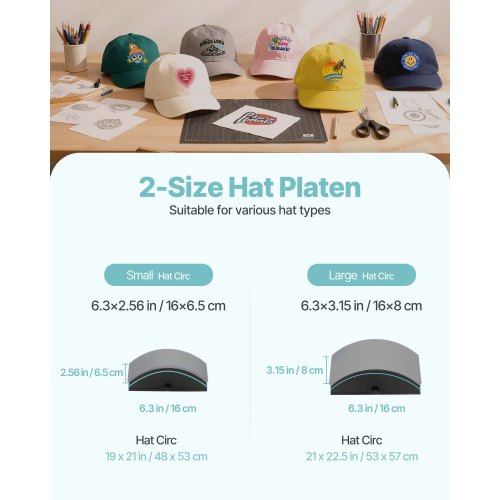 Hat Heat Press Machine with 2pcs Interchangeable Platens Precise 1