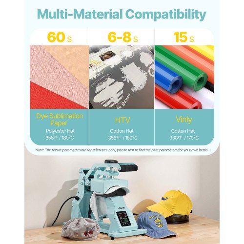 Hat Heat Press Machine with 2pcs Interchangeable Platens Precise 1