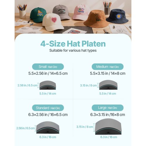 Hat Heat Press Machine with 4pcs Interchangeable Platens Precise 1