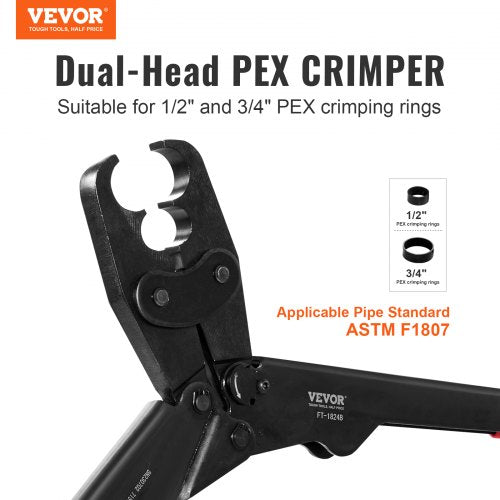 PEX Crimping Tool Dual Head Combo PEX Crimper Tool for 12 and 34 PEX