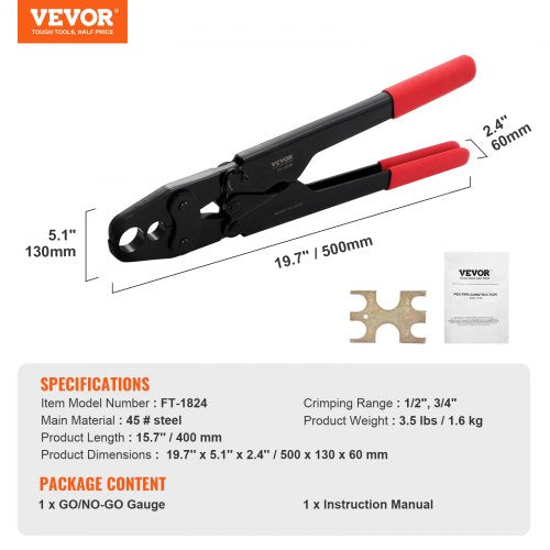 PEX Crimping Tool Dual Head Combo PEX Crimper Tool for 12 and 34 PEX