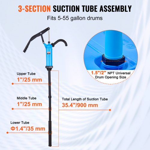Drum Pump 95 oz Per Stroke LeverAction Barrel Pump Fits 555 Gallon