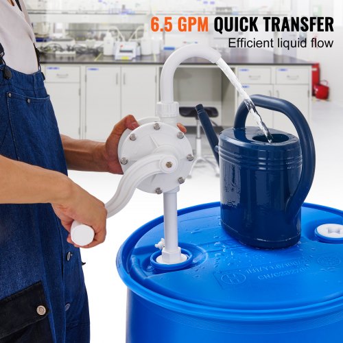 Drum Pump 65 GPM Flow Rotary Barrel Pump Hand Crank Fits 5 to 55 Gallon