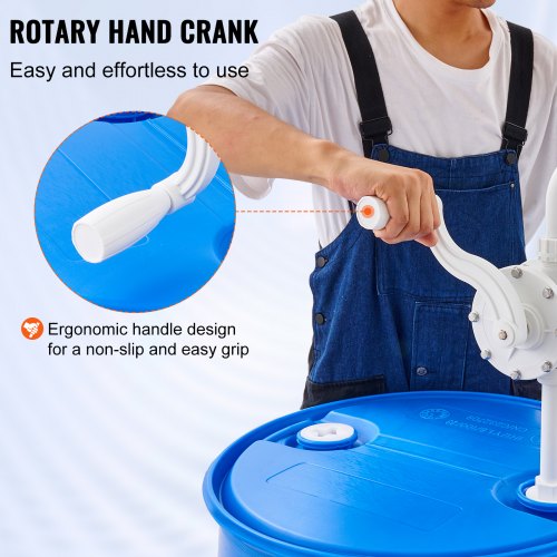 Drum Pump 65 GPM Flow Rotary Barrel Pump Hand Crank Fits 5 to 55 Gallon