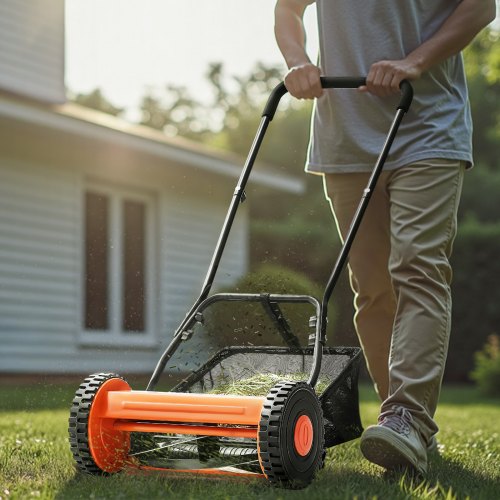 Push Reel Lawn Mower 14 inch 5 Blades Manual Push Mower No Motor 06175