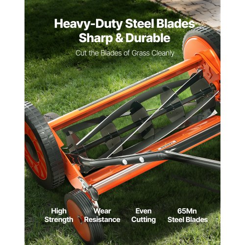 Push Reel Lawn Mower 18 inch 5 Blades Manual Push Mower No Motor 137244
