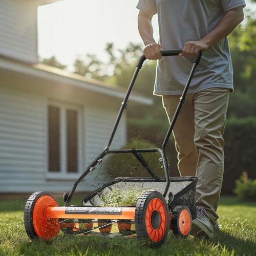 Push Reel Lawn Mower 18 inch 5 Blades Manual Push Mower No Motor 137244