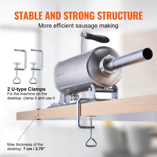 Manual Sausage Stuffer 2.5 L 6 LBS Horizontal Sausage Machine with Utype