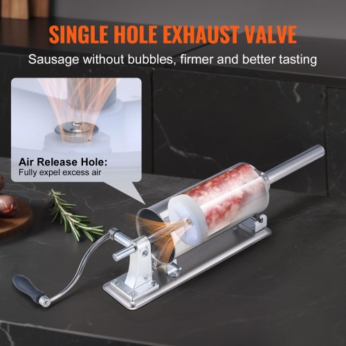Manual Sausage Stuffer 2.5 L 6 LBS Horizontal Sausage Machine with Utype