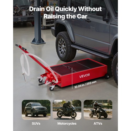 Low Profile Oil Drain Pan 20 Gallon Capacity Rolling Oil Drain Pan with Manual