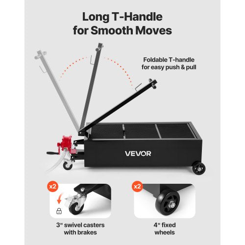 Low Profile Oil Drain Pan 25 Gallon Capacity Rolling Oil Drain Pan with Manual
