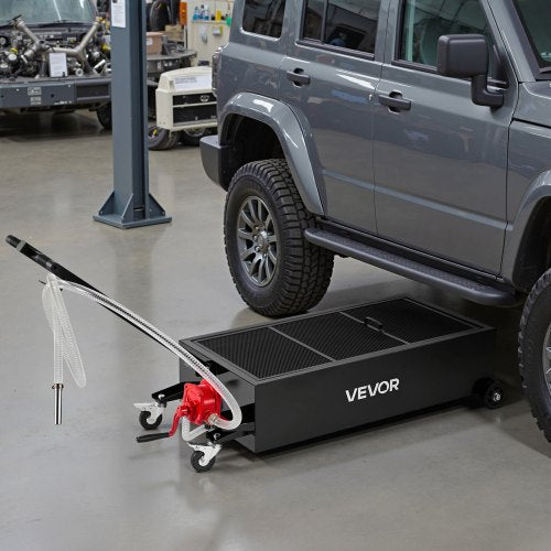 Low Profile Oil Drain Pan 25 Gallon Capacity Rolling Oil Drain Pan with Manual