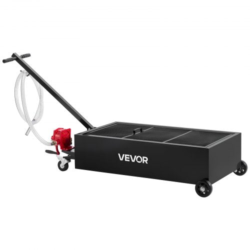 Low Profile Oil Drain Pan 25 Gallon Capacity Rolling Oil Drain Pan with Manual