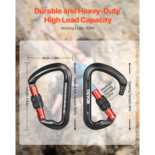 Climbing Carabiner Clips 3 PCS Heavy Duty Caribiner Professional 30 KN
