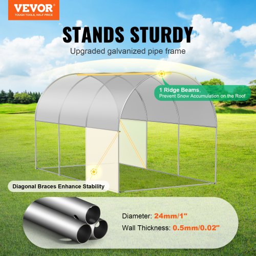 Walkin Tunnel Greenhouse 958x643x623ft Galvanized Frame PE Cover White