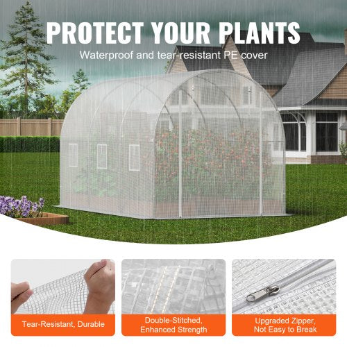 Walkin Tunnel Greenhouse 958x643x623ft Galvanized Frame PE Cover White