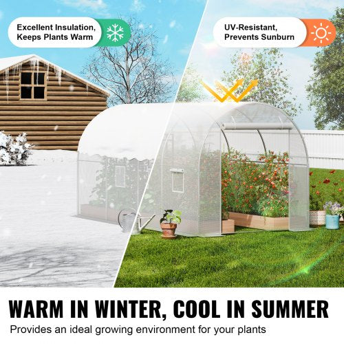 Walkin Tunnel Greenhouse 958x643x623ft Galvanized Frame PE Cover White