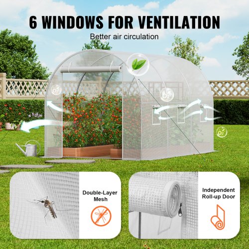 Walkin Tunnel Greenhouse 958x643x623ft Galvanized Frame PE Cover White