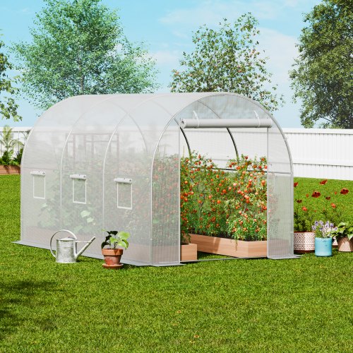 Walkin Tunnel Greenhouse 958x643x623ft Galvanized Frame PE Cover White