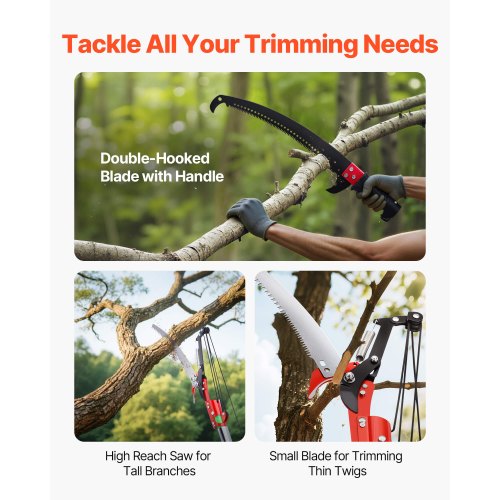 Manual Pole Saw 38727 ft Extendable Pole Tree Pruner with Scissors Sharp