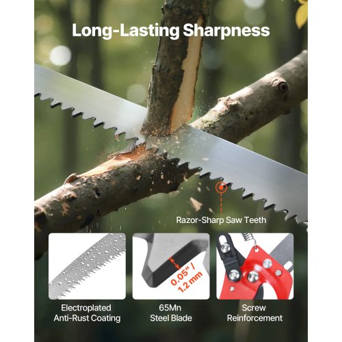 Manual Pole Saw 38727 ft Extendable Pole Tree Pruner with Scissors Sharp