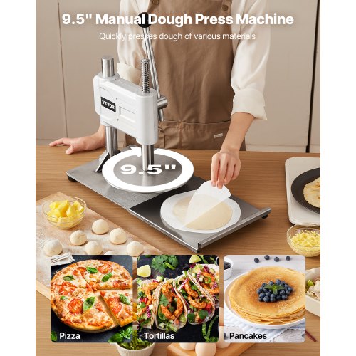 Manual Pizza Dough Press Machine 9.5 inch Pizza Pastry Press Plate