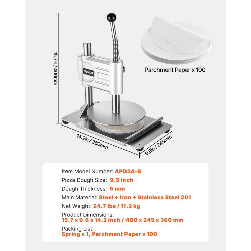 Manual Pizza Dough Press Machine 9.5 inch Pizza Pastry Press Plate