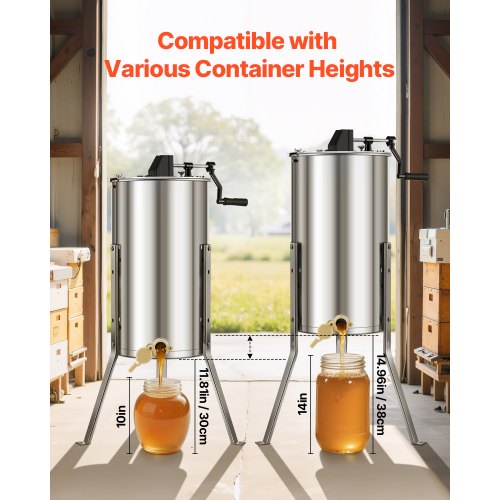 Honey Extractor 2 Frame Manual Honey Spinner with Transparent Lid