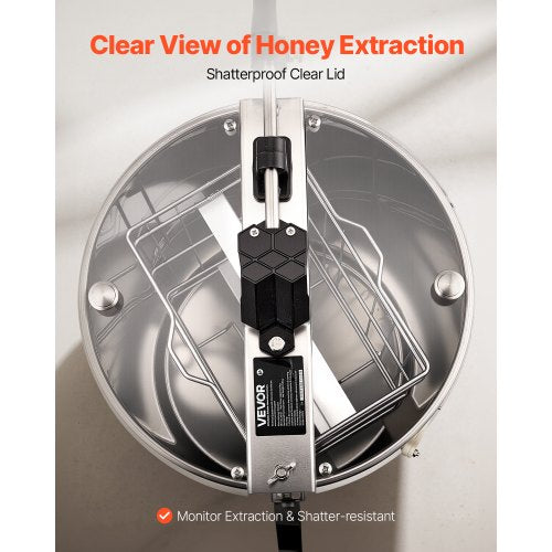 Honey Extractor 2 Frame Manual Honey Spinner with Transparent Lid