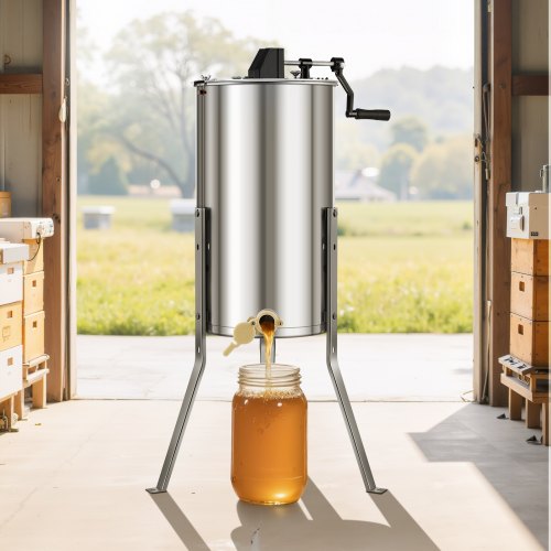 Honey Extractor 2 Frame Manual Honey Spinner with Transparent Lid
