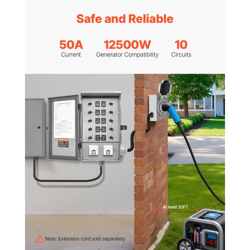 Manual Transfer Switch 50Amp 10Circuit Prewired Generator Transfer