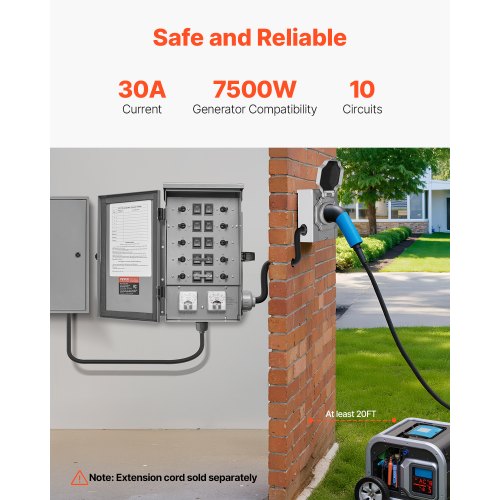 Manual Transfer Switch 30Amp 10Circuit Prewired Generator Transfer