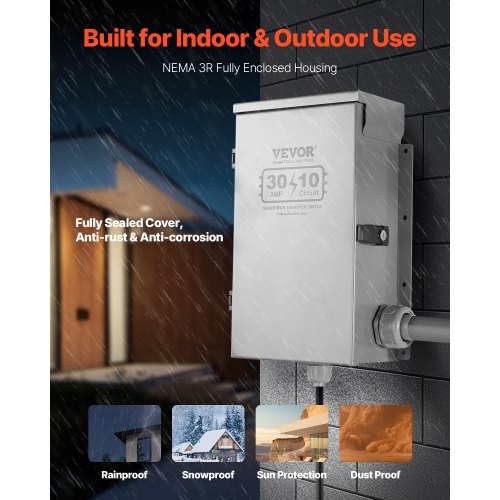 Manual Transfer Switch 30Amp 10Circuit Prewired Generator Transfer