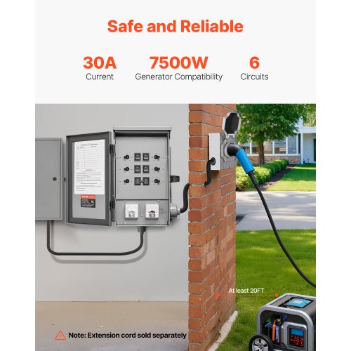 Manual Transfer Switch 30Amp 6Circuit Prewired Generator Transfer Switch