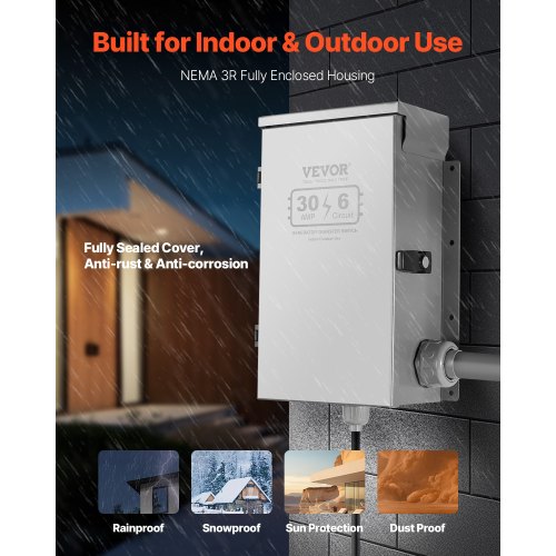 Manual Transfer Switch 30Amp 6Circuit Prewired Generator Transfer Switch