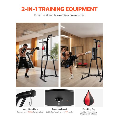 2 in 1 Punching Bag Stand Steel Heavy Duty Workout Equipment Adjustable