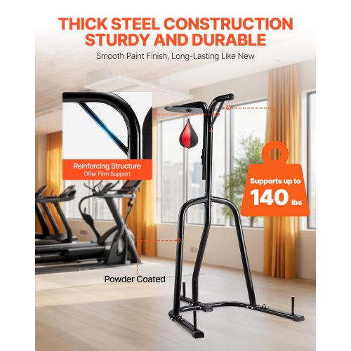 2 in 1 Punching Bag Stand Steel Heavy Duty Workout Equipment Adjustable
