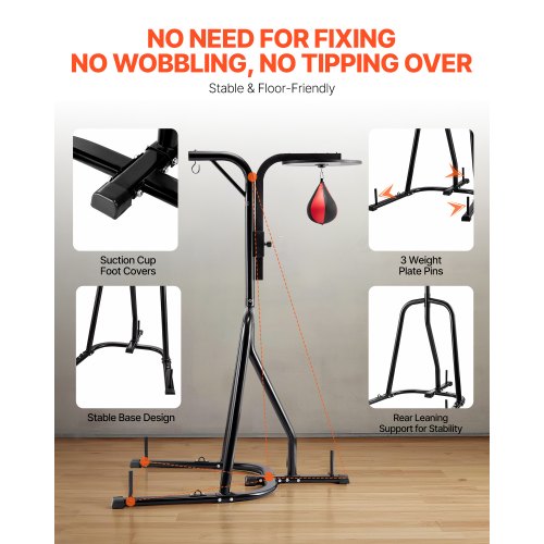 2 in 1 Punching Bag Stand Steel Heavy Duty Workout Equipment Adjustable