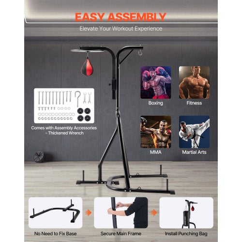 2 in 1 Punching Bag Stand Steel Heavy Duty Workout Equipment Adjustable